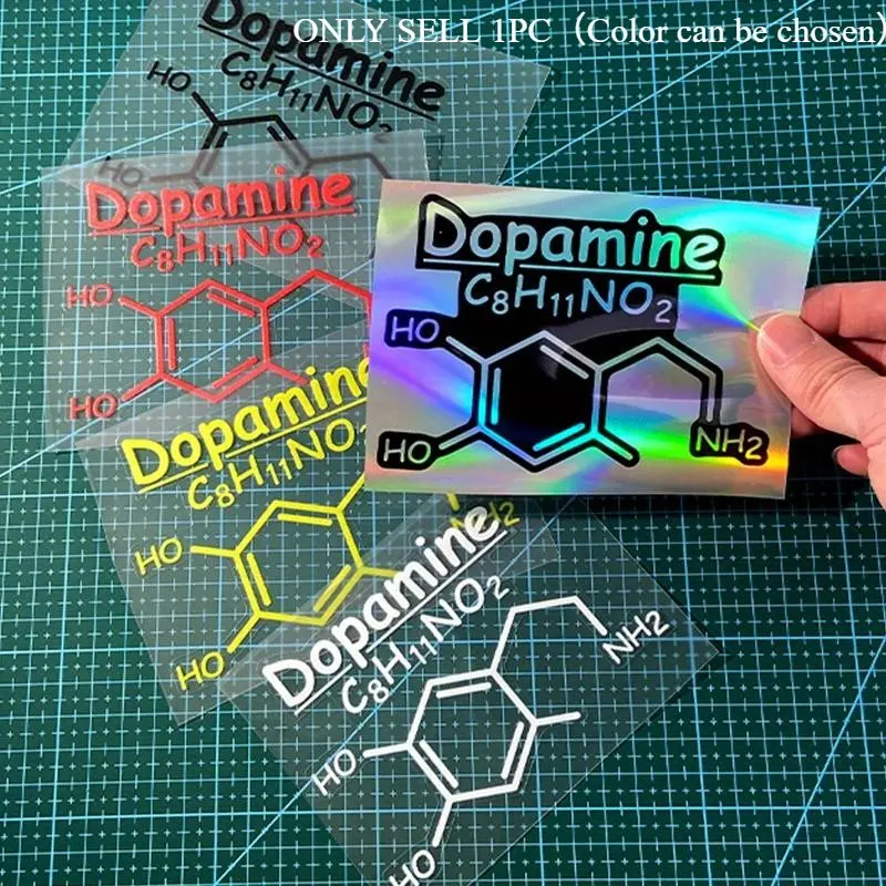 1PC Cool Science Dopamine Logo Sticker For Stationery, Carry Bags, Small Decor Items Dopamine Chemical Formula Decor Daily With Cool Science Texture Details Convey Love For Funky Science Style Inject Trendy Science Soul Into Items Decal Sticker
