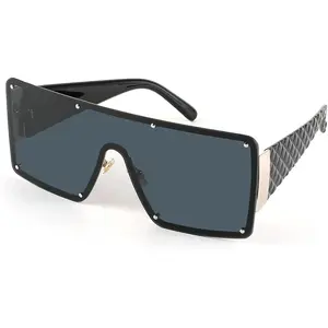 Oversized Square Flat Top Shield Sunglasses, One-Piece Frameless, UV400 Lightweight Retro Eyewear for Daily & Driving