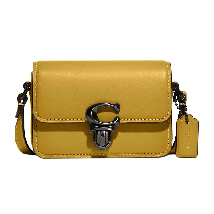COACH Studio 12 Crossbody Bag for Women – Saffron Yellow Leather and Suede Shoulder Bag