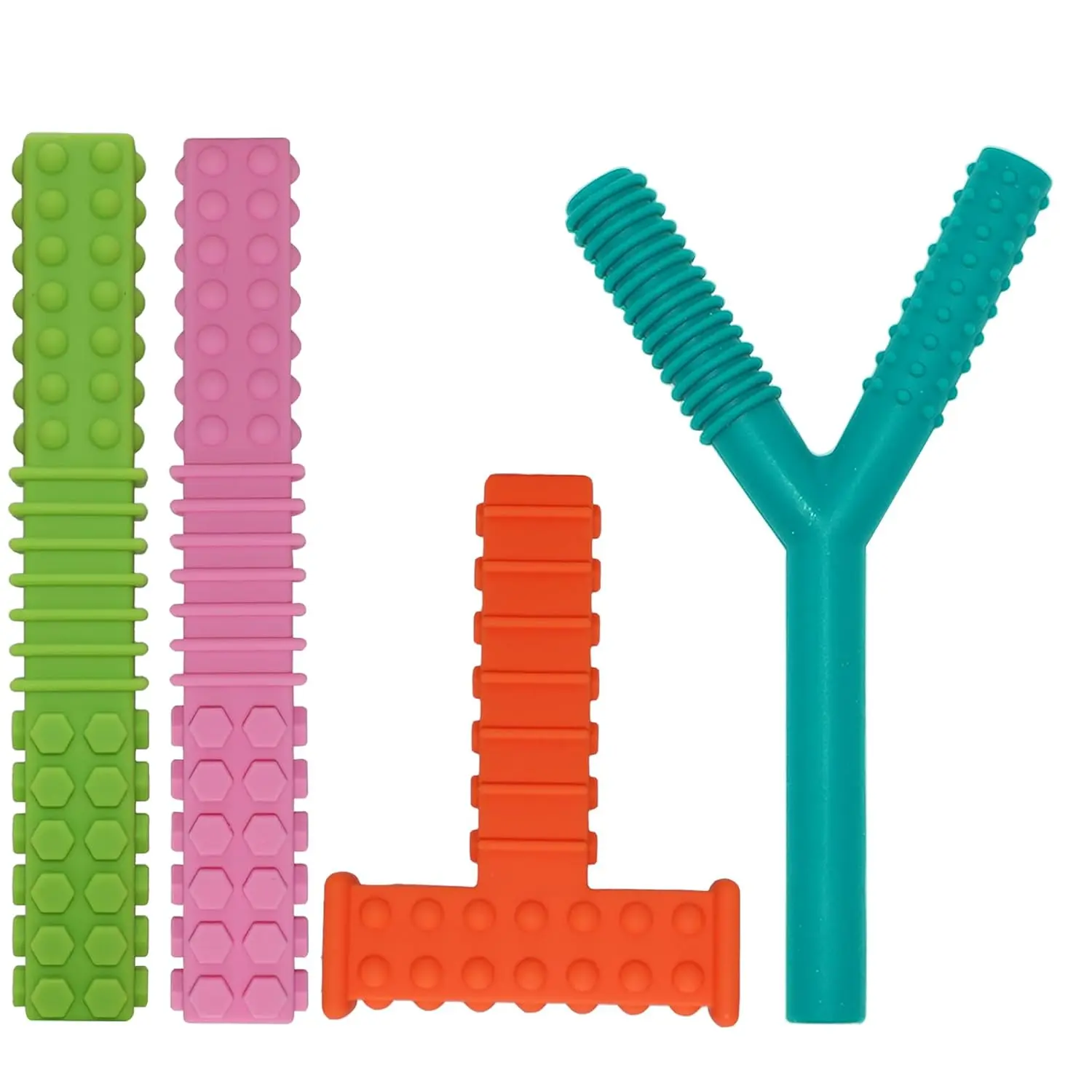 Sensory Chew Toys for Autistic Children, 4 Pack Silicone Chew Tube Teething Sticks Toys for Autism, ADHD, SPD, Chewies with Special Needs, Oral Motor Chewy Tool for Sensory Kids Chewerfidget toys