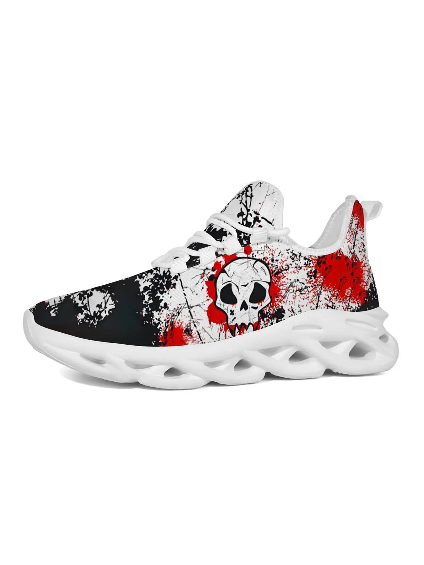 Men's Graffiti Skull Print Casual Shoes, Street Punk Style, Vibrant, Hollow Out Shock Absorbing Lightweight Sole, Trendy Youth Fashion