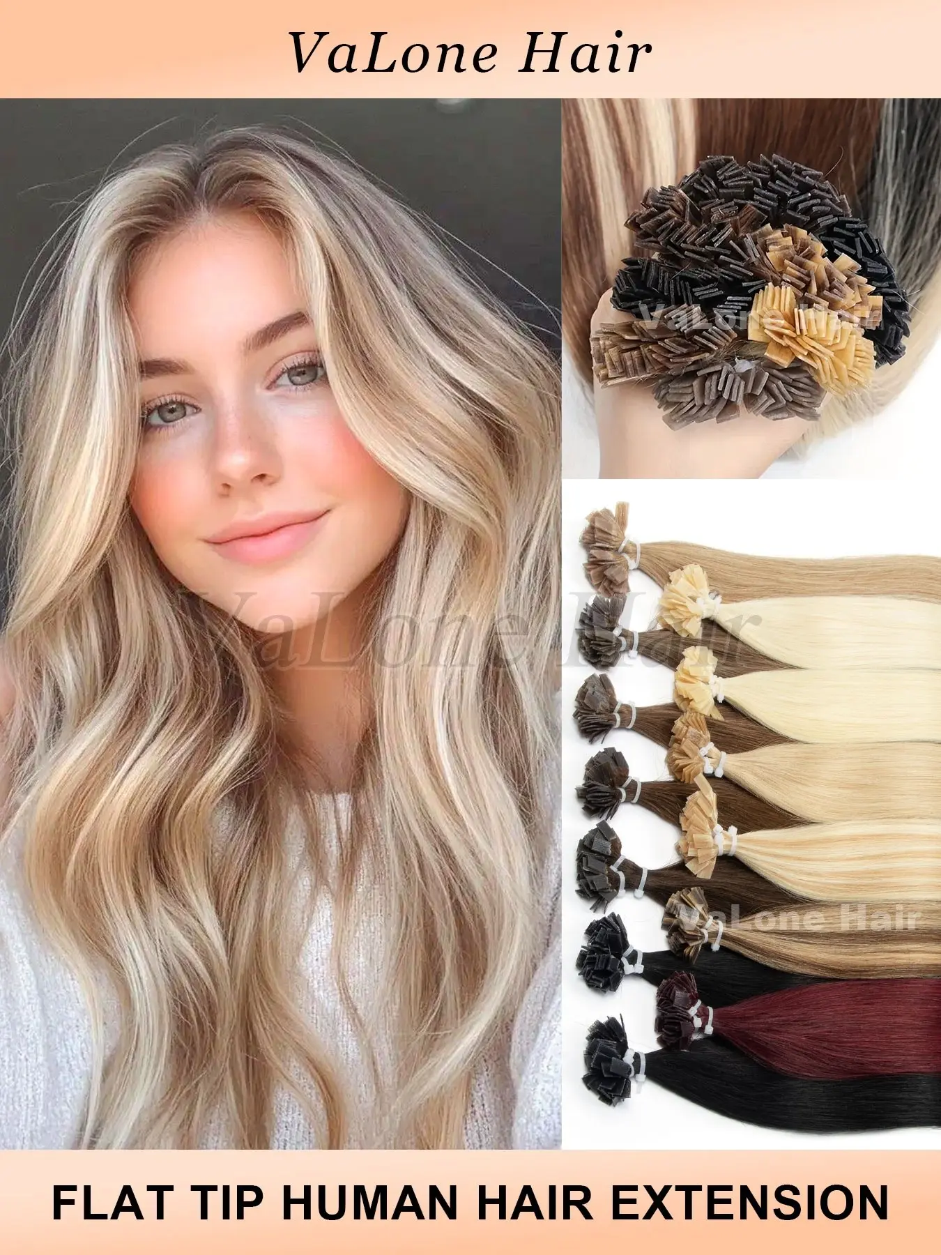 Flat Tip Hair Extension real Human Hair Straight hair Pre Bonded Keratin Fusion Flat Tip Hair Extension Remy Hair Invisible seamless 30G 50pcs one pack for women