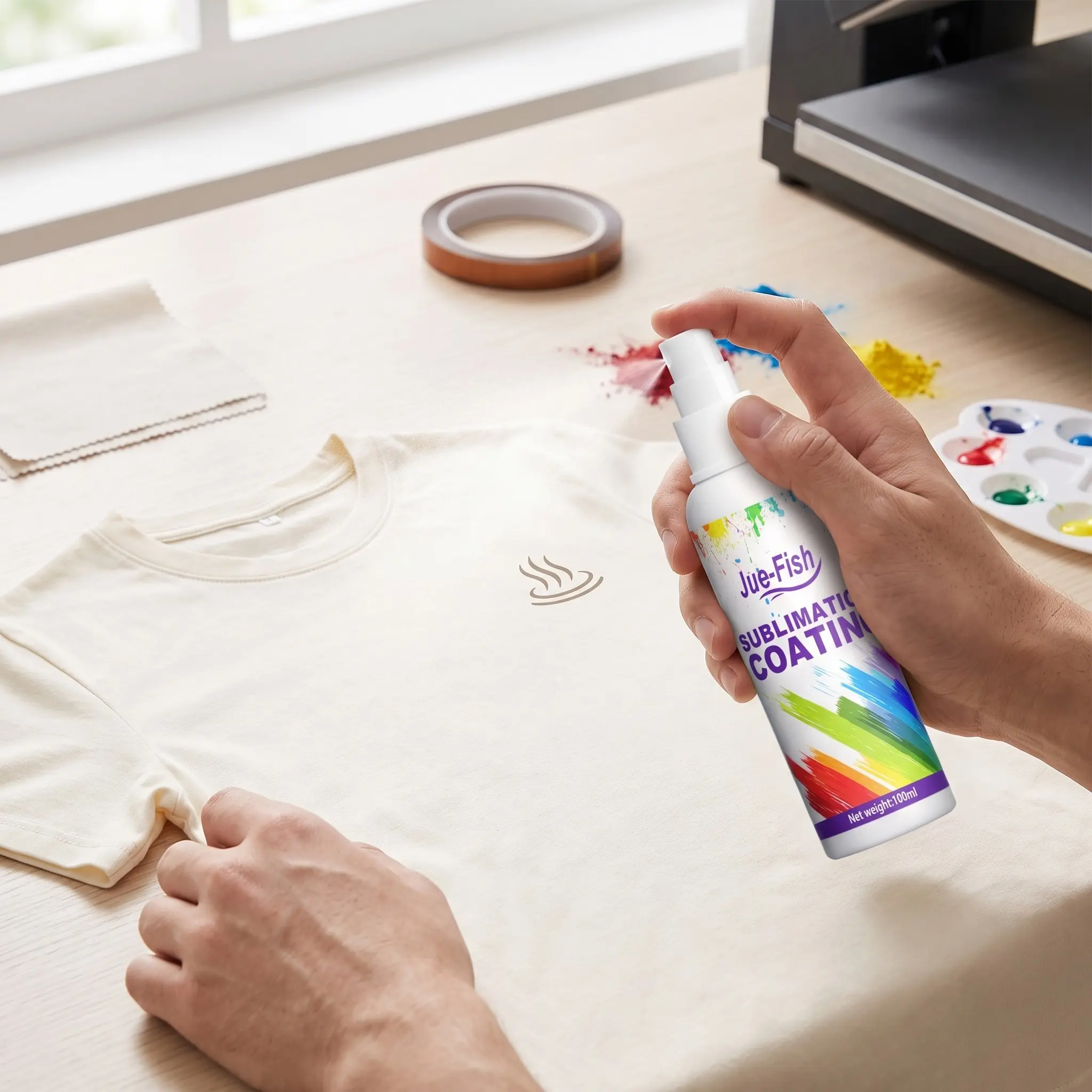 2-Pack Sublimation Coating Spray, Clothes Heat Transfer, Dye-Sub Printing, Multi-Purpose, Wear-Resistant, Stain-Proof, Strong Adhesion