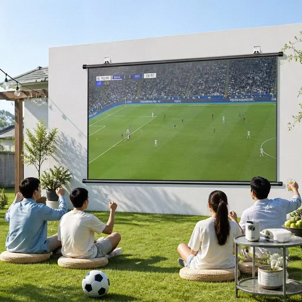 Portable Outdoor Projection Screen, Outdoor Projector Screen, Outdoor Movie Screen, Wall-Mounted Easy Installation, Foldable, HD Home Theater, Indoor & Outdoor Use, Anti-Glare, Clear Light