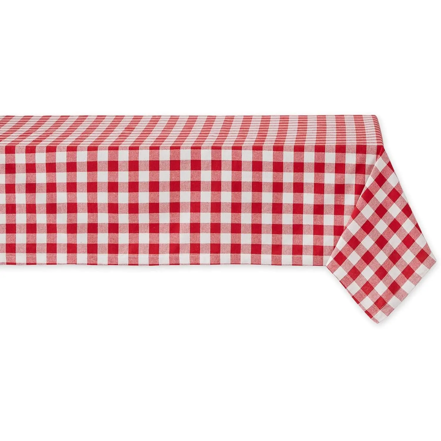 Checkered Tabletop Collection 100% Cotton, Machine Washable, Tablecloth, 60x84, Red