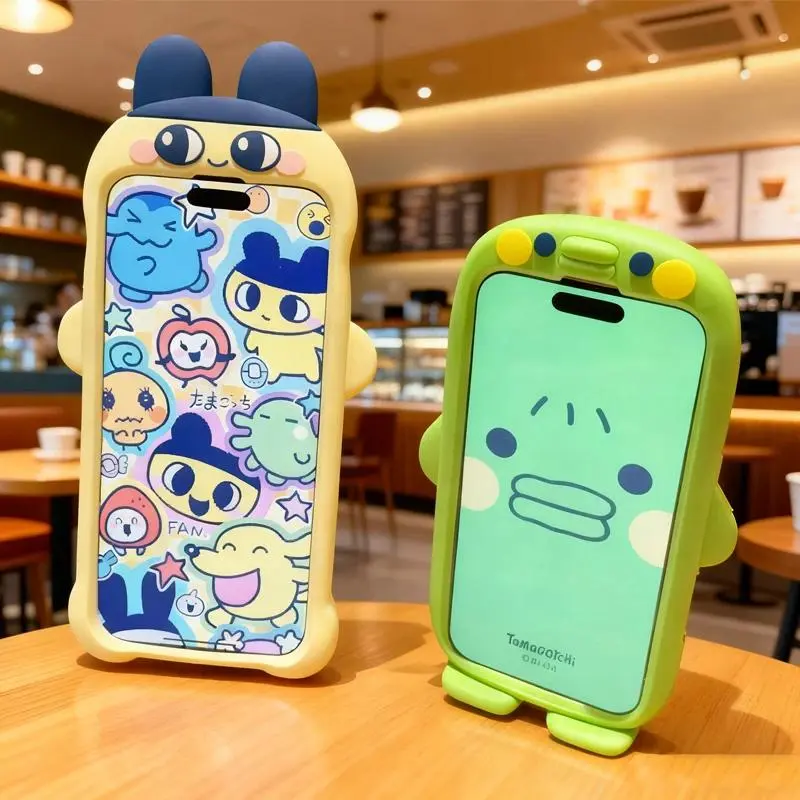 Cute Virtual Pet Tamagotchi 3D Soft Liquid Silicone Edge Soft Cover - Anti-Fall, Shockproof, Dustproof Cellphone Case for iPhone 13,14,15,16,17 Pro Max iPhone Series Smartphone Protection Accessories