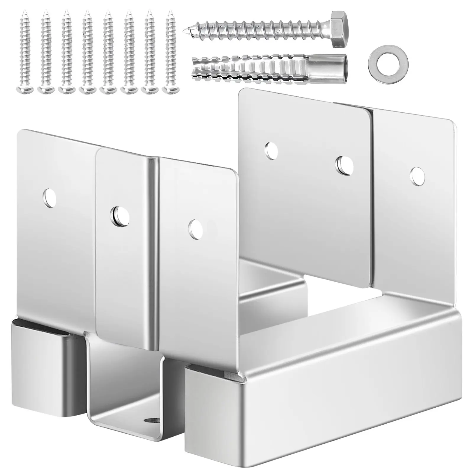 4x4 Post Base 10 Pcs, Inner Size 3.53x3.56inch/89.6x90. 5mm Concrete Post Anchor, Heavy-Duty Zinc-Plated Carbon Steel Posts Brackets with 1 Inch Standoff Elevation, for Concrete Pergolas Patios