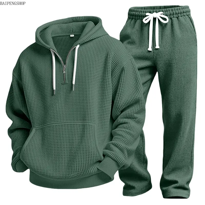 Men Solid Color Zip Up Hoodie Track Pants 2 Piece Sets, Viral Soft Polyester Casual Streetwear Tracksuits, Practical Zipper Pockets Regular Comfort Fit, Breathable Loose Active Outfits, Versatile Mens Sportswear for Daily Jogging Outdoor Street Casual Wea