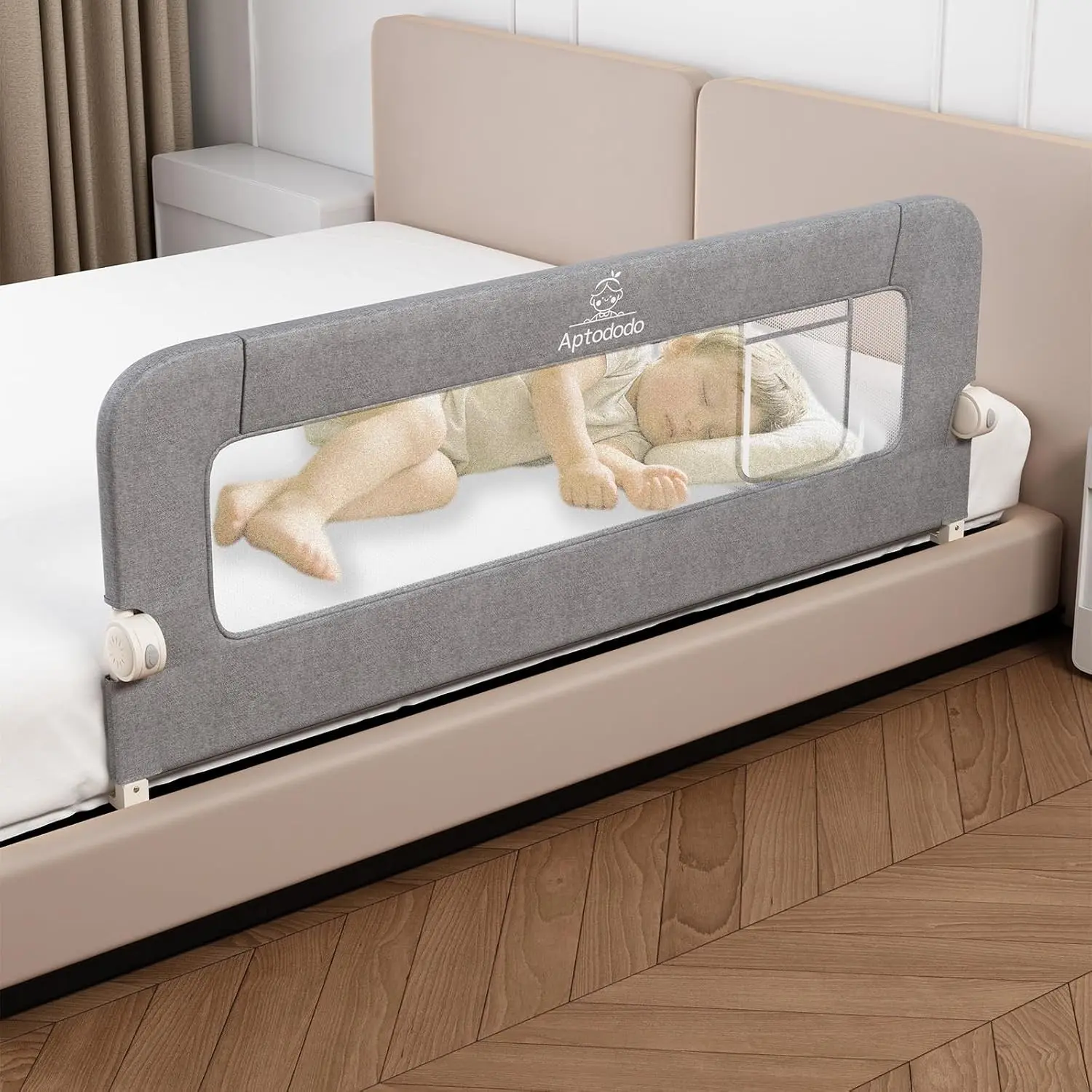 59" Upgraded Bed Rail for Toddlers with U-Shape Base, More Stable and Secure, Fits Twin, Full, Queen Size Bed, High/Low Mattresses, Box/Platform Bed