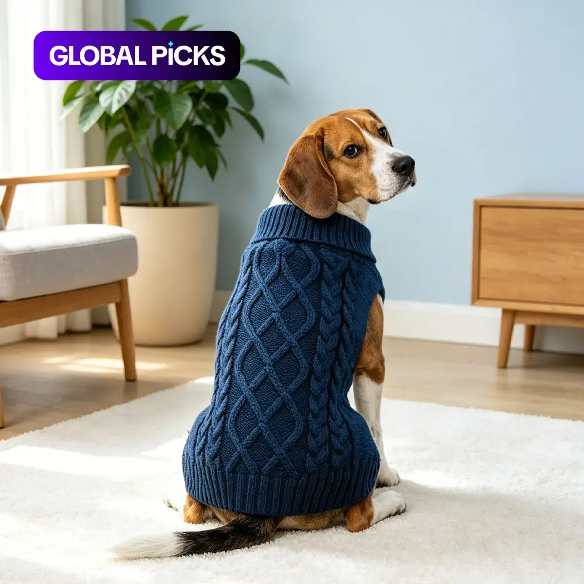 Classic Cable Knit Turtleneck Dog Sweater, Husky Clothes, Puppy Sweater, Winter Warm Pet Clothes for Small to Medium Dogs & Cats, Soft and Comfortable Pet Clothing #GLOBAL PICKS