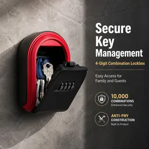 Secure 4-Digit Combination Key Lockbox - Wall-Mounted Key Storage with 10,000 Combinations, Anti-Pry Construction for Home, Airbnb, and Guest Access