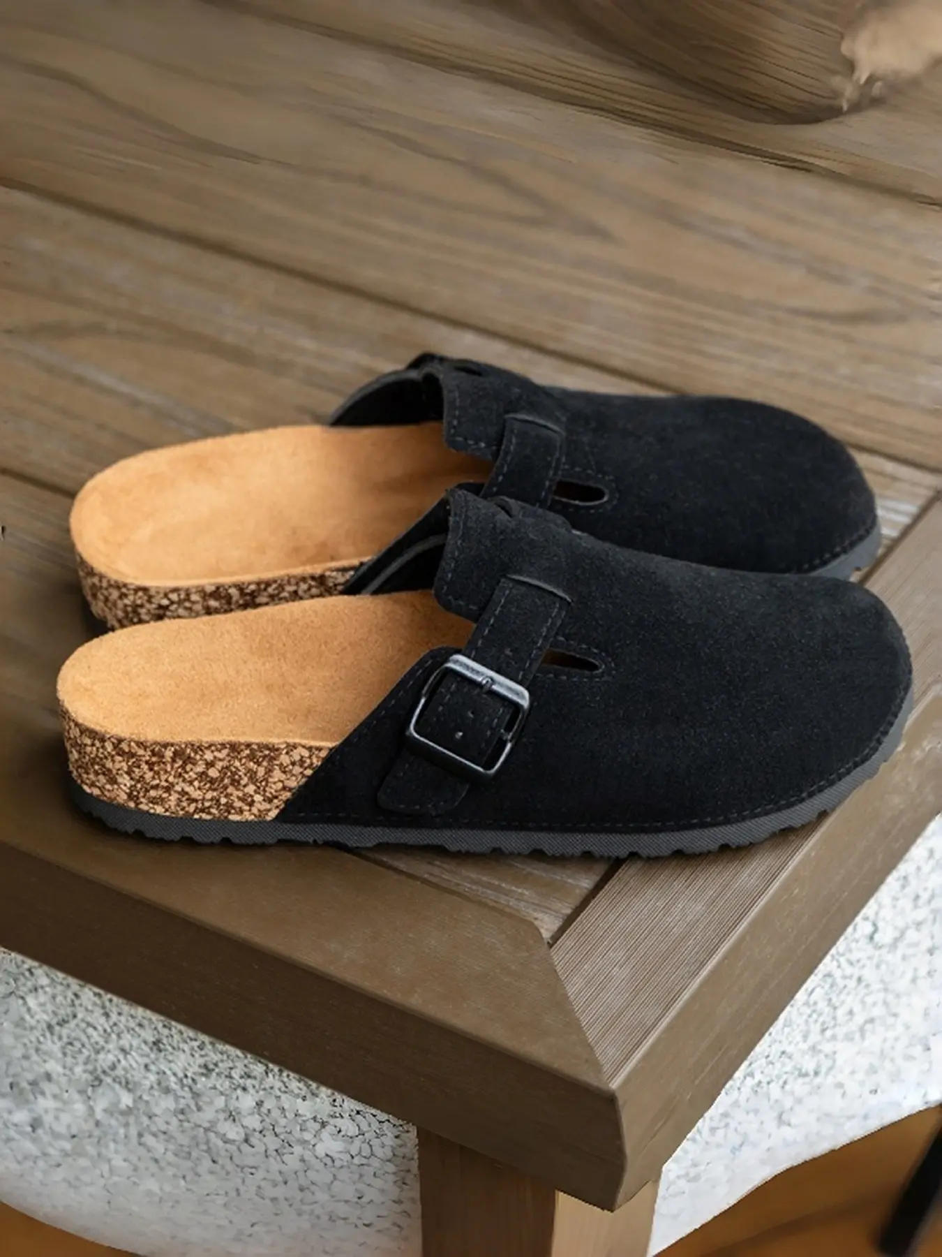 Women's soft cork-soled one-step slippers, men's cork shoes with soft cork insoles, arch support, indoor and outdoor shoes