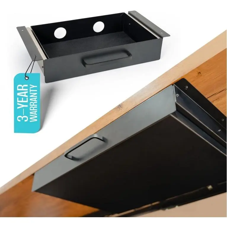 Under-Desk Mount Drawer – Carbon Steel, Compact Size, Perfect for Office & Home