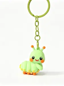 1Pcs 3D Smiley Caterpillar Keychain, Cute Kawaii Soft Gel Pendant, Multi-Scene Decorative Keychain, Suitable for Backpacks and Car Keys, Gift Idea