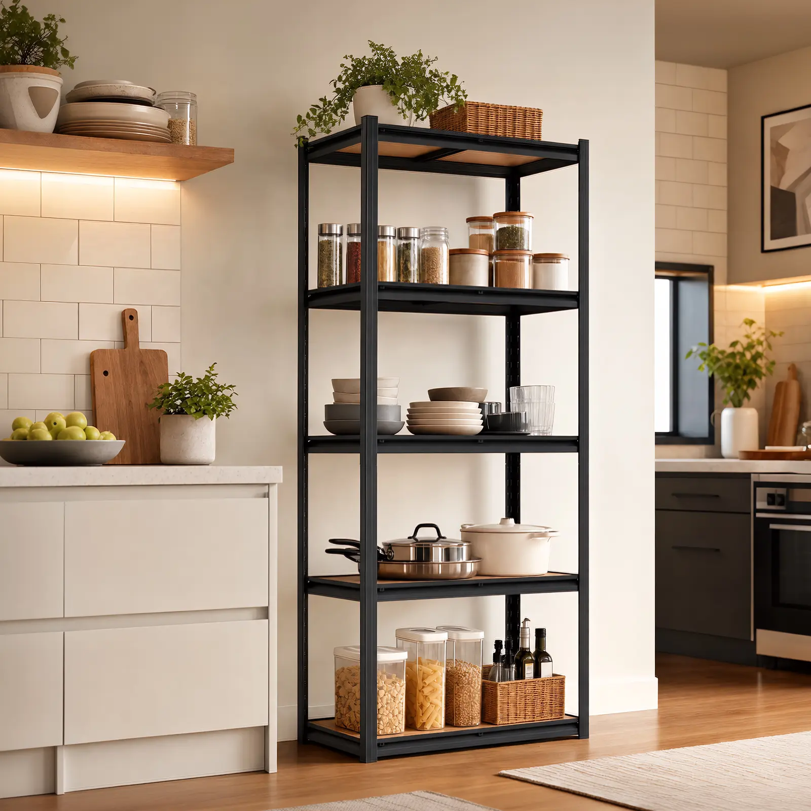 Garvee Heavy-Duty 5-Tier Metal Storage Shelving Unit, Freestanding Adjustable Wire Rack for Garage/Pantry/Utility, 35.4"W x 15.7"D x 72"H, Black