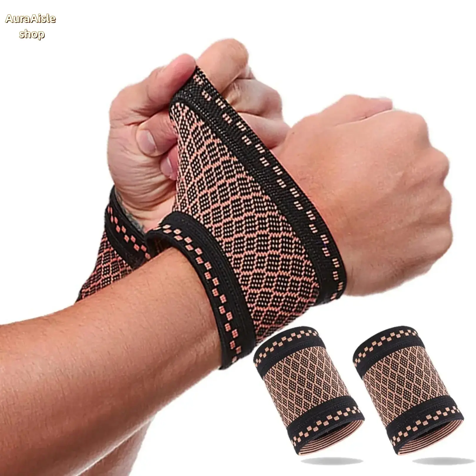 Unisex 2-Pack Breathable Elastic Wrist Compression Sleeves Support Brace, Prop 65 Safe Stabilizer for Injury Relief, 2-Piece Set Wrist Support for Tennis, Gym Fitness