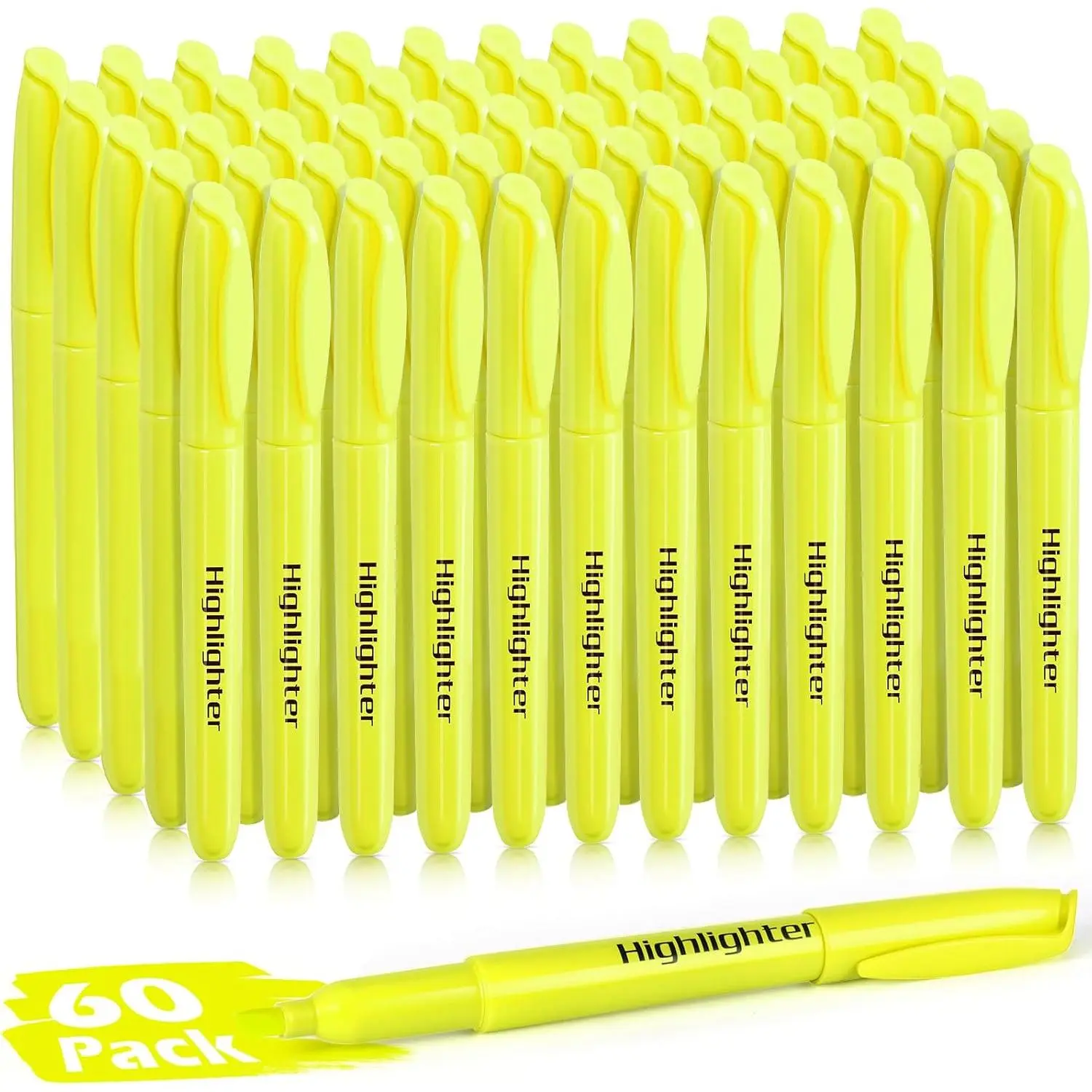 Highlighters, 60 Pack Yellow Highlighters Bulk, Bright Color Chisel Tip & Dry-, No Bleed Highlighter Markers for Adult , School Supplies for Teachers, Office Classroom  Have