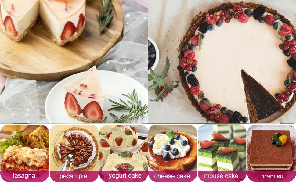 124pcs Springform Pans Set 7/9/10/11 Inch Square Cake Pans with Removable Bottom Cheesecake Pan Decorating Kit Baking Supplies