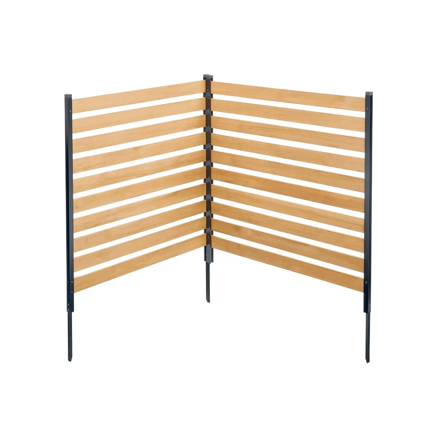 【Summerfinds】VEVOR Natural Wood Privacy Fence - 2 Slatted Panels (38x42in, 43.31x38.66x42.72in), 17.86 lbs Aluminum Enclosure with Metal Stakes, Easy DIY Install with Assembly Guide, Durable Outdoor Use for AC/Pool Equipment, Decoration, 2 Panels