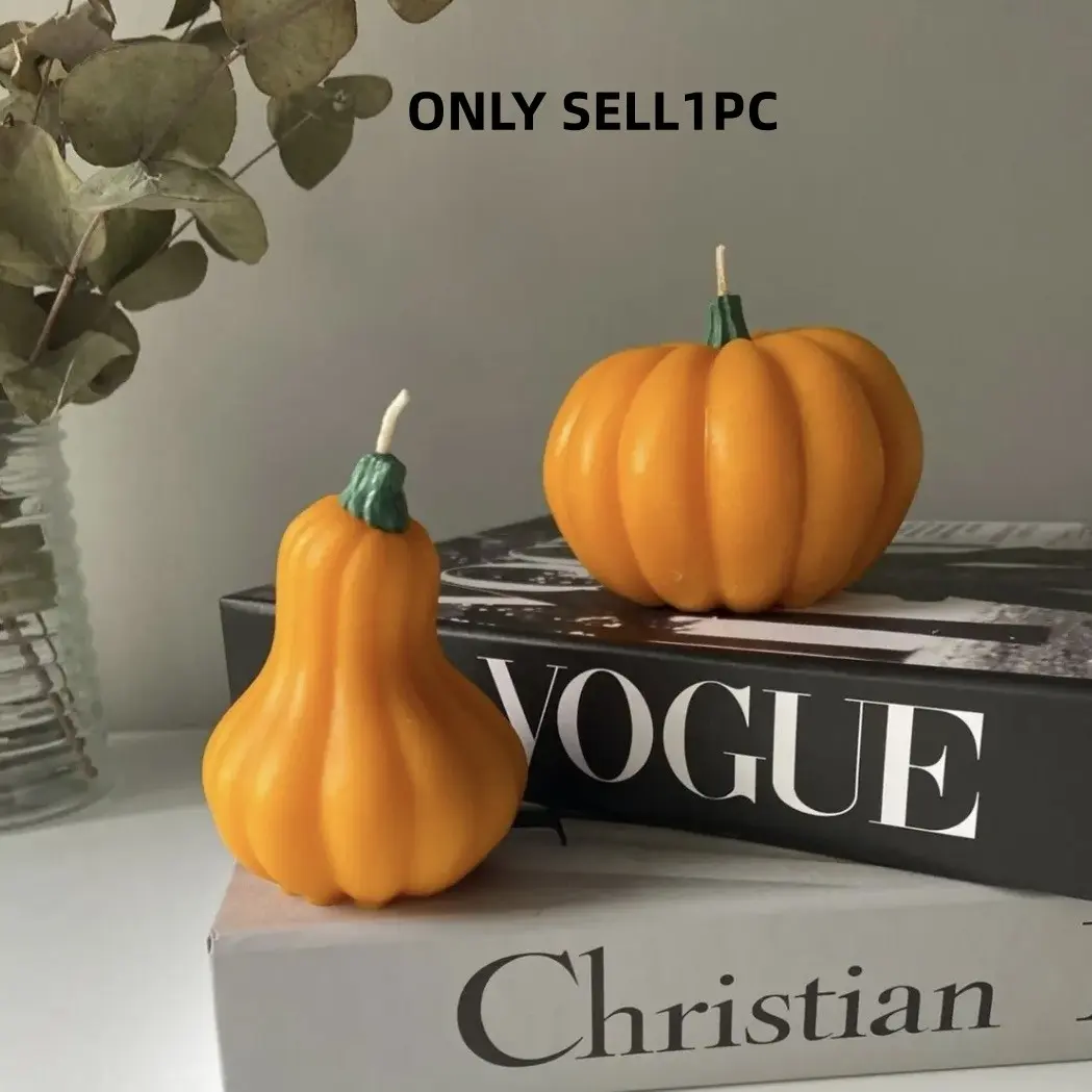Halloween Realistic Design Pumpkin Scented Candle, Handmade Smokeless Soy Wax, Spooky Home Decor, Festive Holiday Gift, Versatile Trick-Or-Treat Party Favor