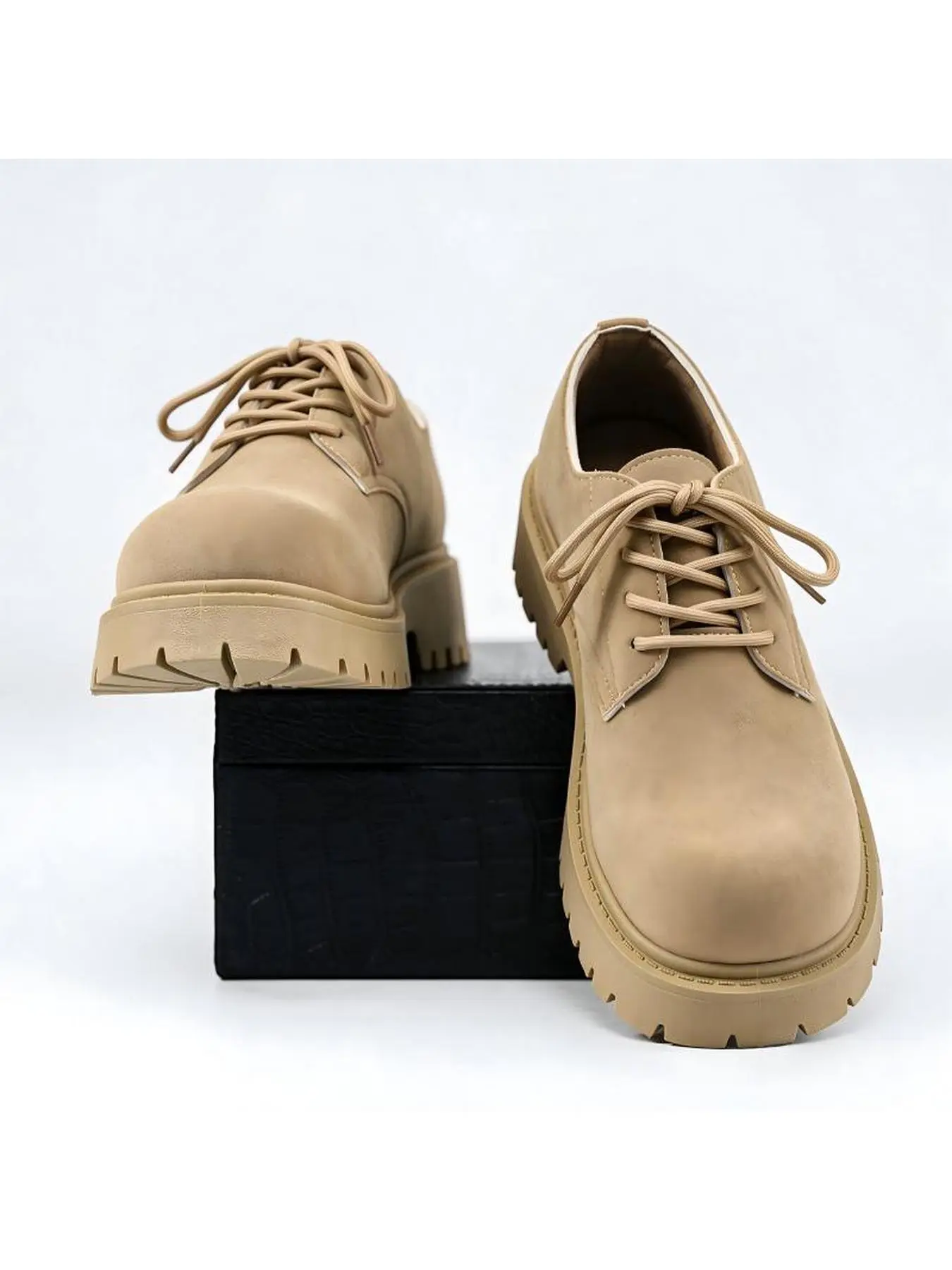 Unisex Suede Platform Derby Shoes, Lug Sole Lace Up Chunky Casual Oxford Shoes, Streetwear Thick Sole Footwear for Men & Women