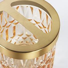 Bathroom Accessories Set, 5Pcs Gold Glass Bathroom Accessories Set with Gold Soap Dispenser, Soap Dish, Toothbrush Holder, Tumbler, Cotton Swab Jars