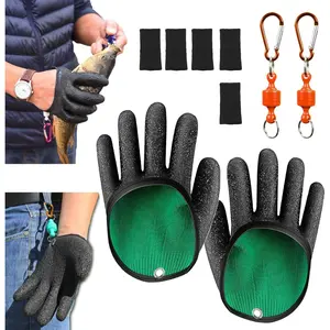 2Pcs Fishing Gloves with Magnet Release, Professional Catch Fish Gloves  Handling,Catching,Cleaning,Fisherman Fishing Accessories