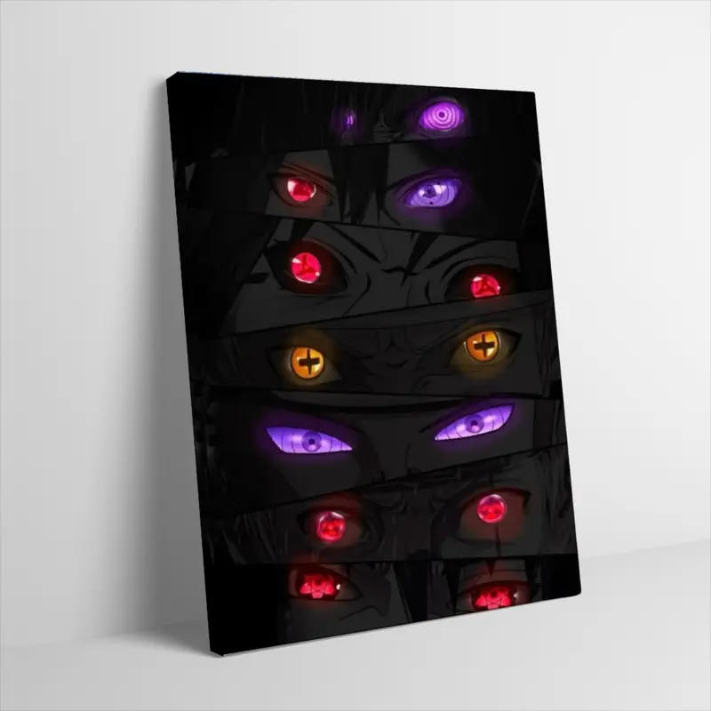 Glowing Eyes Poster Canvas Wall Art Uchiha Clan Sharingan Multiple Eyes Grid Dark Aesthetic Graphic Print Japanese Anime Manga Wall Decor for Gaming Room Boy Bedroom Unframed