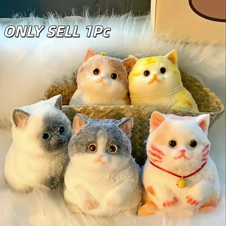 1 Piece Taba Soft Cat Kitten Kitty Toy, Cute Plush Stress Relief Toy, Handmade Imperfect Design, Fun Cat Doll Gift, Large Size Cat Plaything