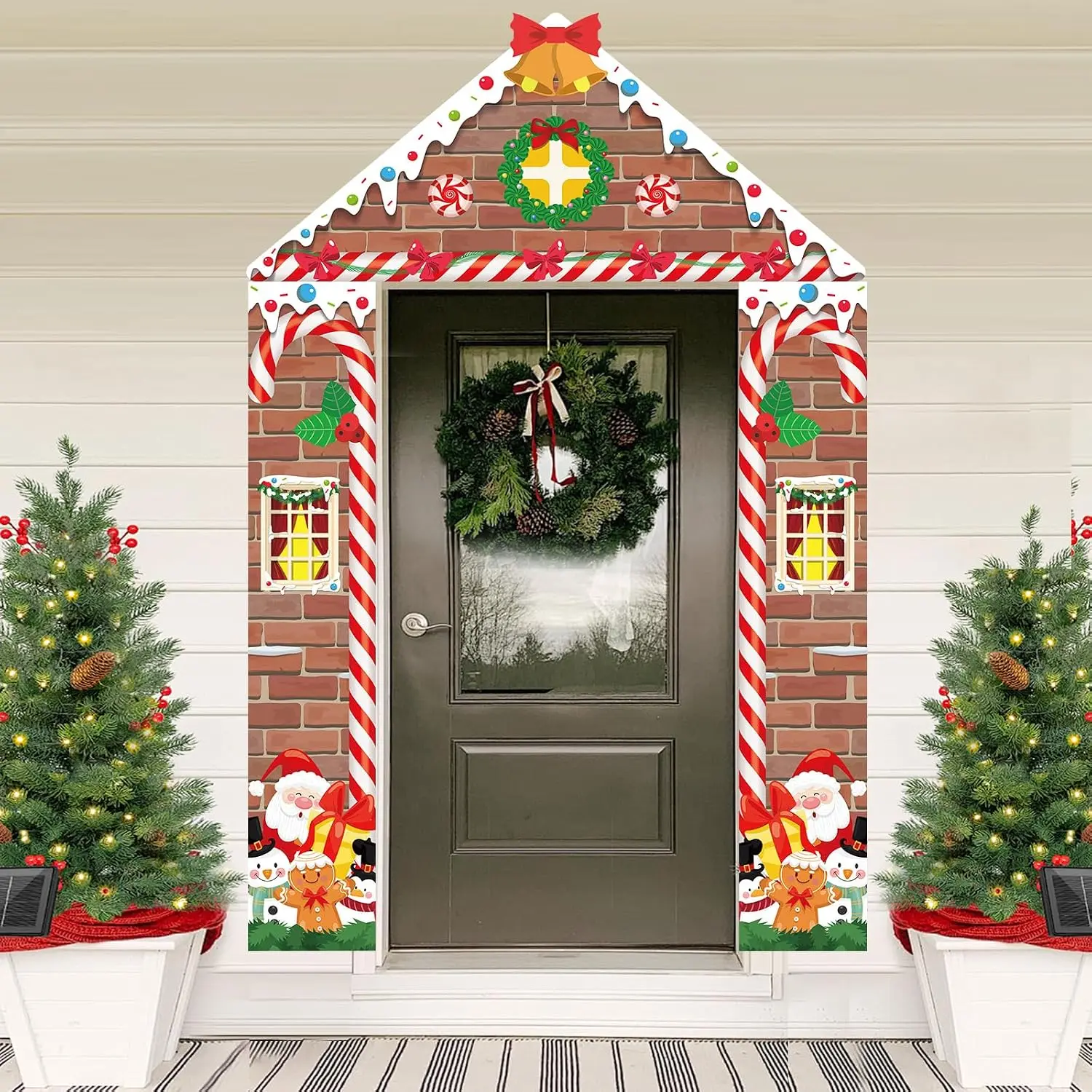 3 count Christmas Door Cover Decorations,Gingerbread Party Door Banner Set for Xmas Holiday Party Photography Photo Background Decor