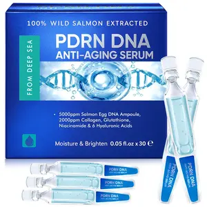 PDRN Salmon DNA Face Serum 5000ppm – Hydrating Anti-Aging Skin Care Treatment with Hyaluronic Acid Complex, Collagen & Glutathione, Helps Improve Appearance of Fine Lines, Dullness & Uneven Texture, Supports Skin Elasticity & Radiance, 0.05 fl oz x 30