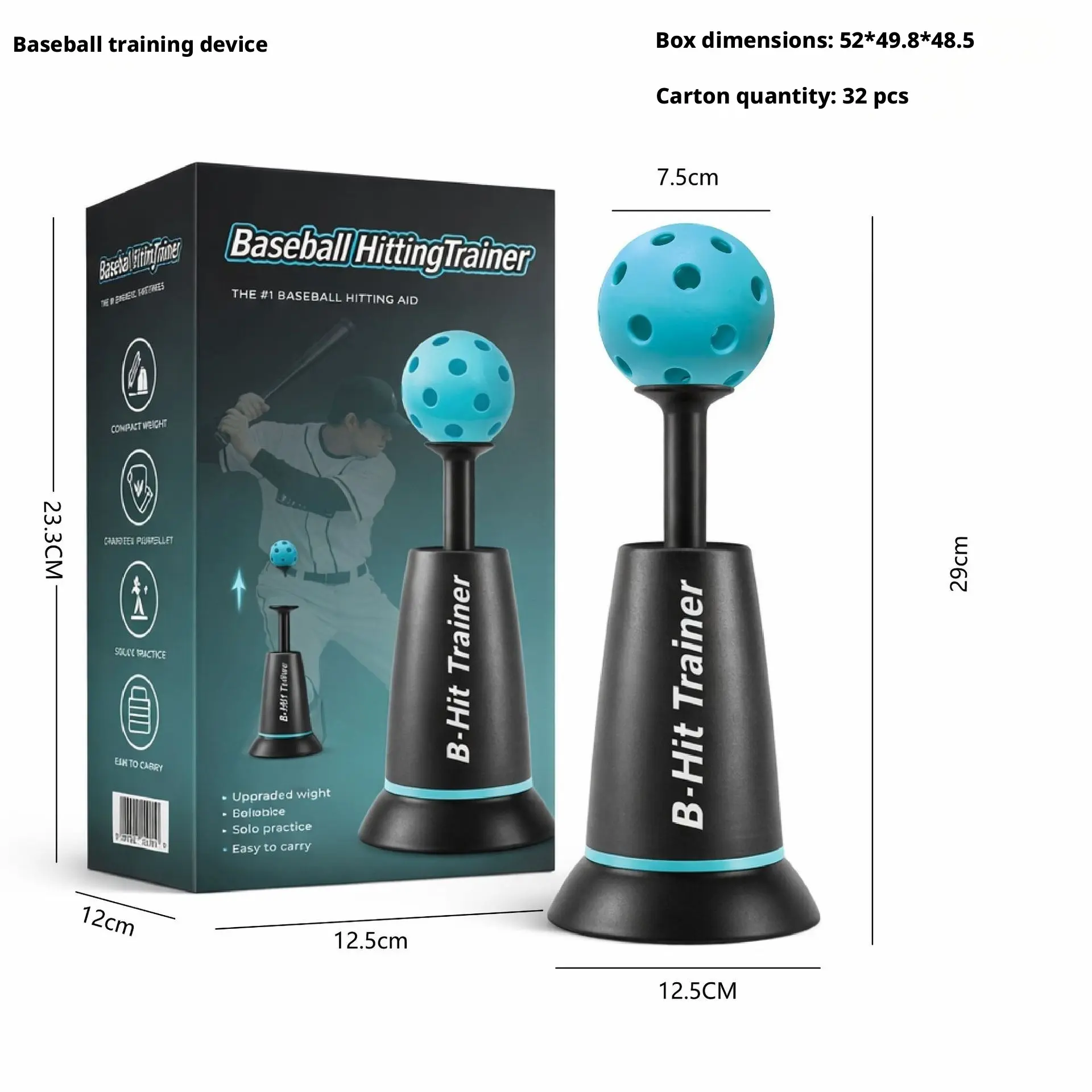 Baseball Training Pitching Machine 7-Ball Bundle with 2.9-Inch Batting Simulator Baseballs, 46-Inch Bounce Height, 3-Second Dwell Time, Solo Drills, Helps Develop Timing, Outdoor Accessory