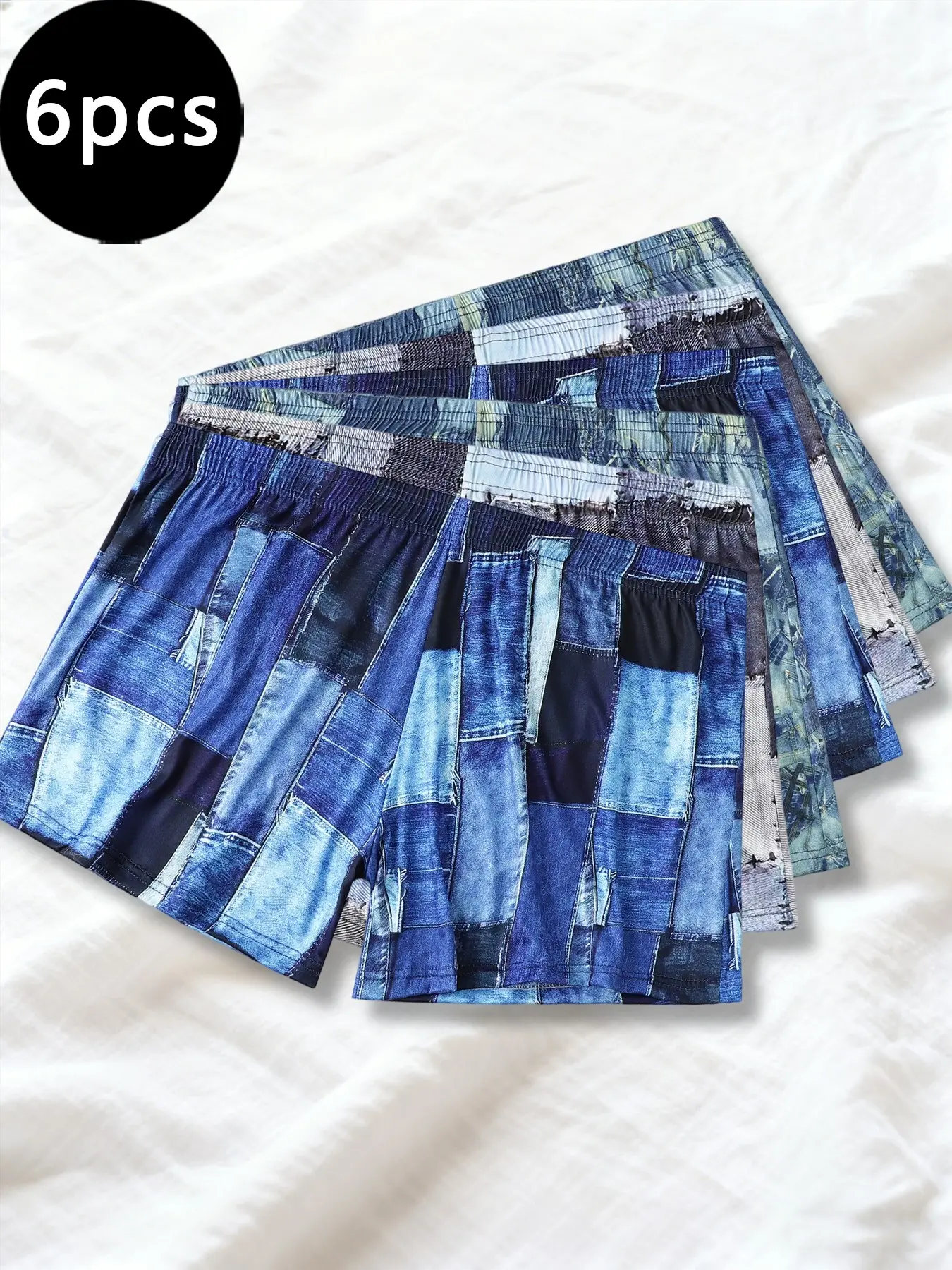 Men's Armani Pants 6-Piece Set, Fashion Plaid Print Briefs, Comfortable Breathable Home Wear, Daily Outdoor Sports Four-Way Pants