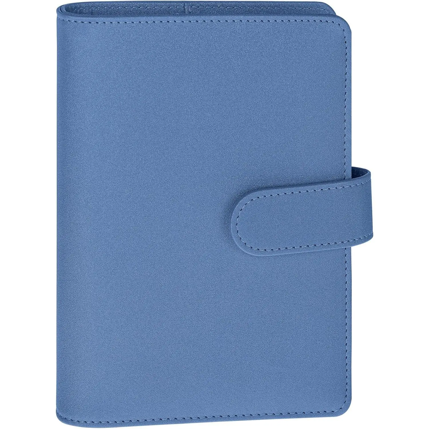 A6 Notebook Binder Refillable 6 Ring Budget Binder Cover for A6 Refill Paper, PU Leather Budget Planner Organizer with  Buckle, Loose Leaf Personal Planner, Glitter Blue