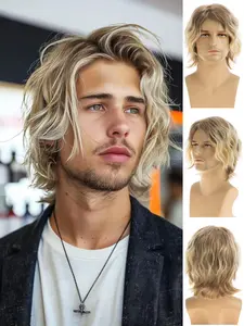 Men's Curly Voluminous Synthetic Heat-Resistant Wig, Ideal for Daily Wear, Cosplay, Parties, Men's Wig Replacement