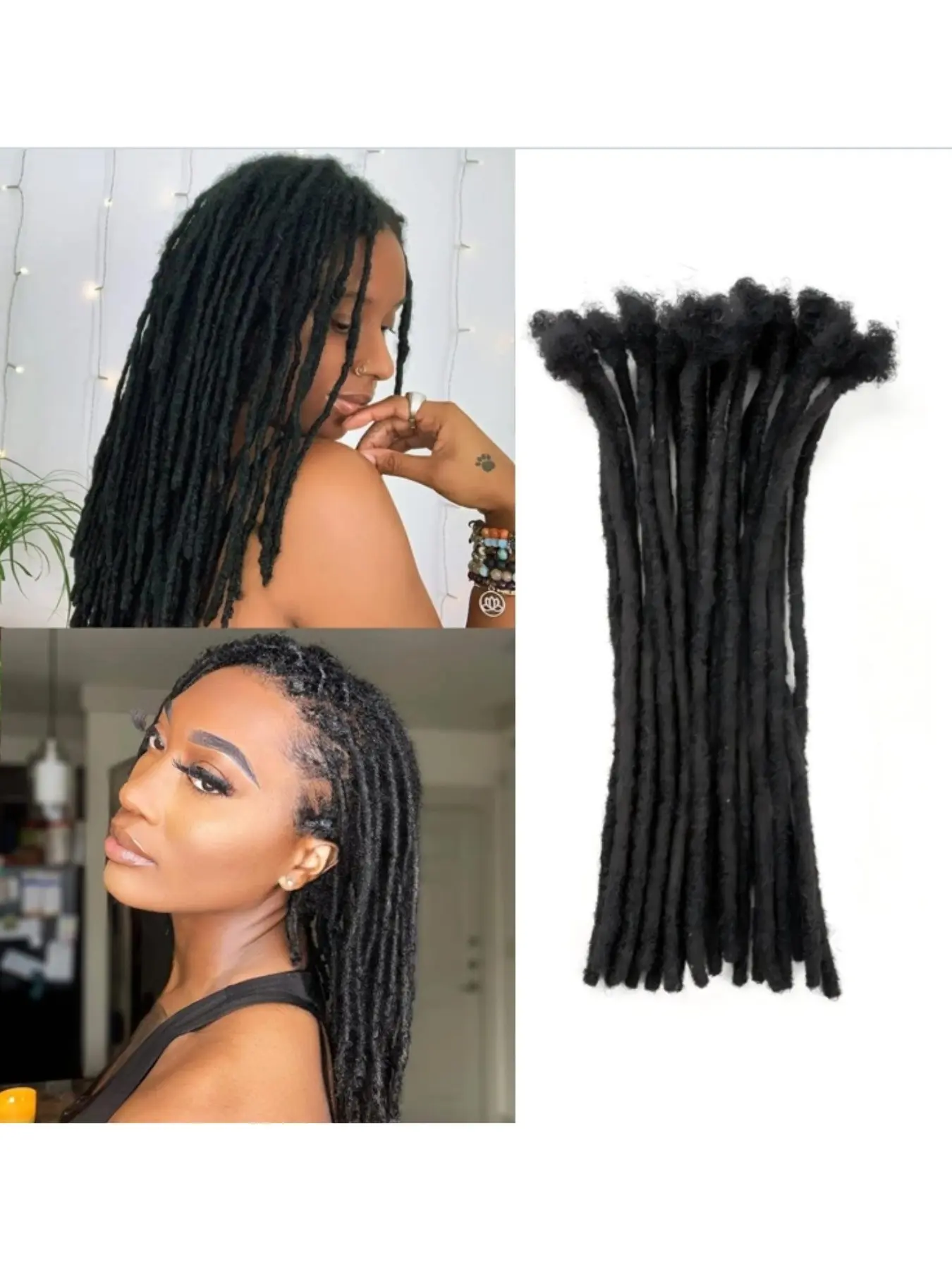 Human Hair Loc Extensions Natural Black 4–16 Inch Handmade Dreadlock Extensions 0.6cm Width 10/30/60/100 Strands Full Head Natural Soft Dreads