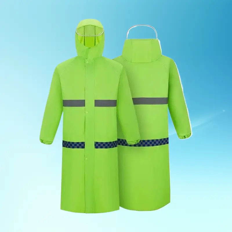 1-Piece Integrated Double-Layer Oversized Reflective Stormproof Raincoat, Full Wrap Design, for Outdoor Safety Duty, Flood Control Work, Emergency Prep, Flood Rescue, One-Piece