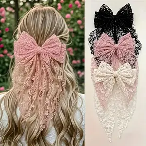 Women's 3-Pack Coquette Bow Hair Clips, Black & Pink Ribbon Hair Bows, Cute Balletcore Bow-Tied Barrettes, Lightweight Durable Secure Hold Hair Accessories for Everyday Wear, Weddings, Parties & Photoshoots