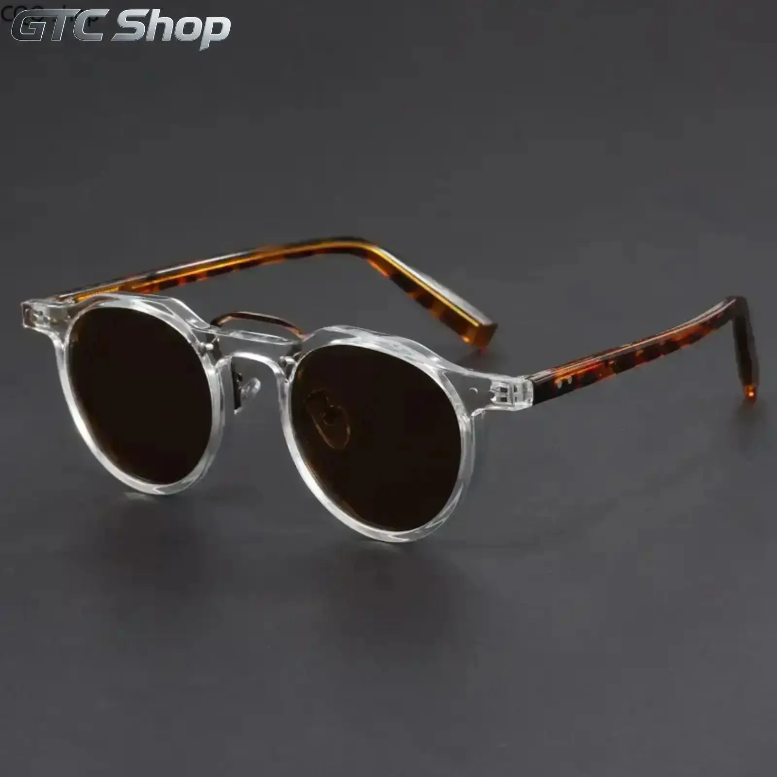 Unisex Retro-Inspired Round Transparent Frame Sunglasses - Polarized UV400 Anti-Glare Anti-UV, Tortoiseshell Temple Fashion Accessories for Adults, Men's Sunglasses, Daily Driving Outdoor Wear, Accessories Adults