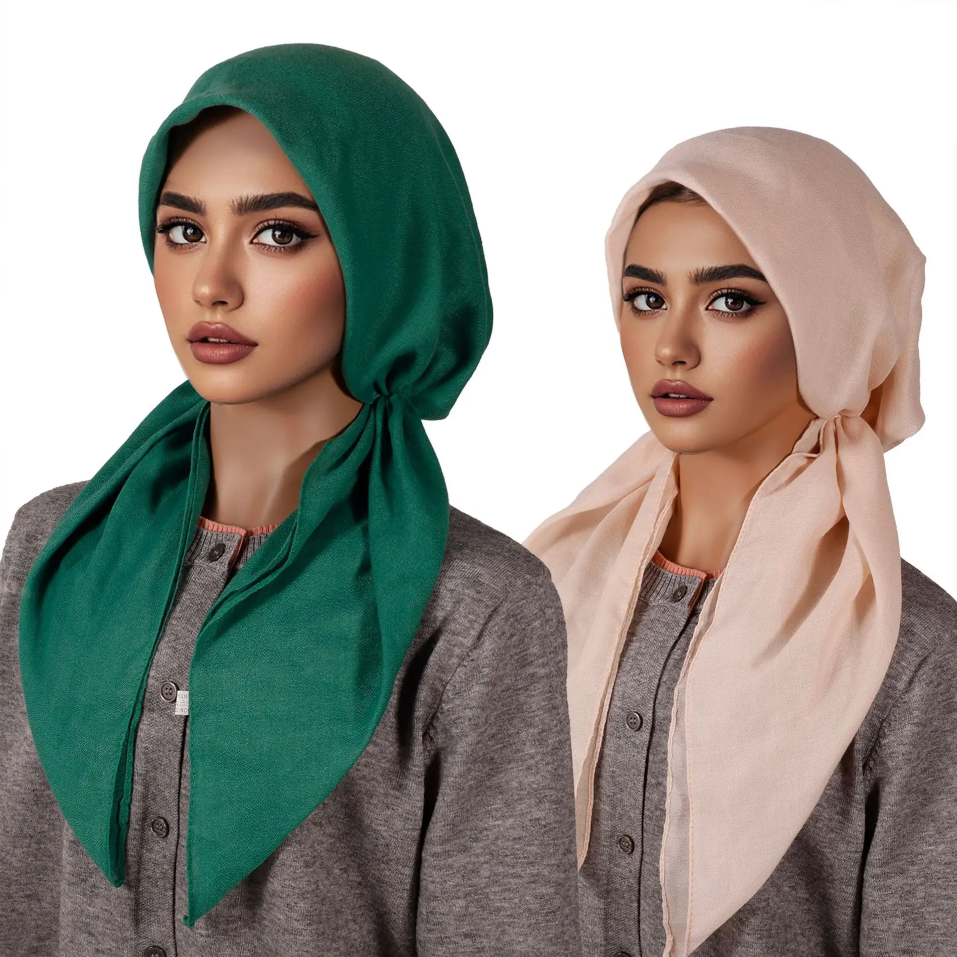 Effortless Solid Color Tie Back Scarf Bonnet Cap Full Coverage Draping Hijab Head Wrap Soft Breathable Lightweight Daily Wear