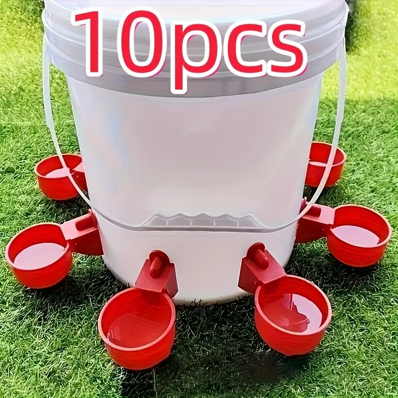 10-Piece Automatic Poultry Watering System, Plastic Chicken Waterer Set, Duck Goose Turkey Rabbit Self-Filling Waterer