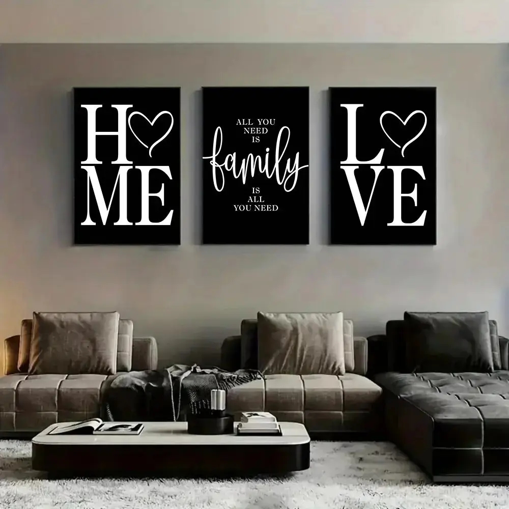 Modern Triptych Canvas Decor Painting Poster, Minimalist and Design, Elegant Wall Art for Living Room, Contemporary Home Decor