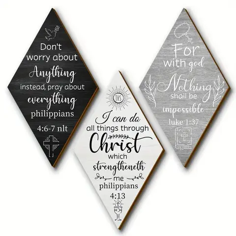 Christian Inspirational Rustic Wall Decor, 1 Set Bible Verses Wall Decor, Motivational Wall Decor, Art Inspiring Wooden Hanging Plaque, Ornaments, Wall Decor Living Room