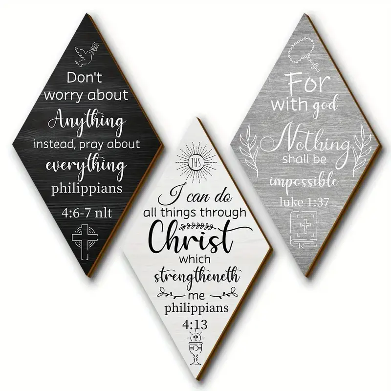 Christian Inspirational Rustic Wall Decor, 1 Set Bible Verses Wall Decor, Motivational Wall Decor, Art Inspiring Wooden Hanging Plaque, Ornaments, Wall Decor Living Room