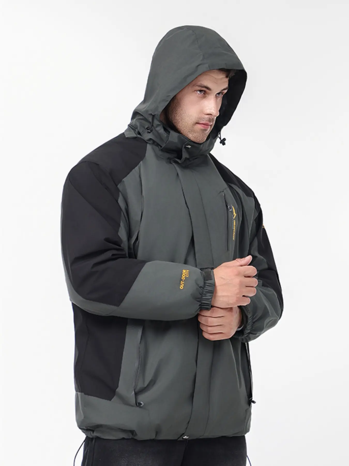 Men's Winter Snow Jacket Three-In-One Coat, Warm Fleece Lining, Detachable Inner Layer, Waterproof Windproof, Hooded Design, Ideal for Hiking Skiing Camping Fishing Travel, Hooded Sports Jacket