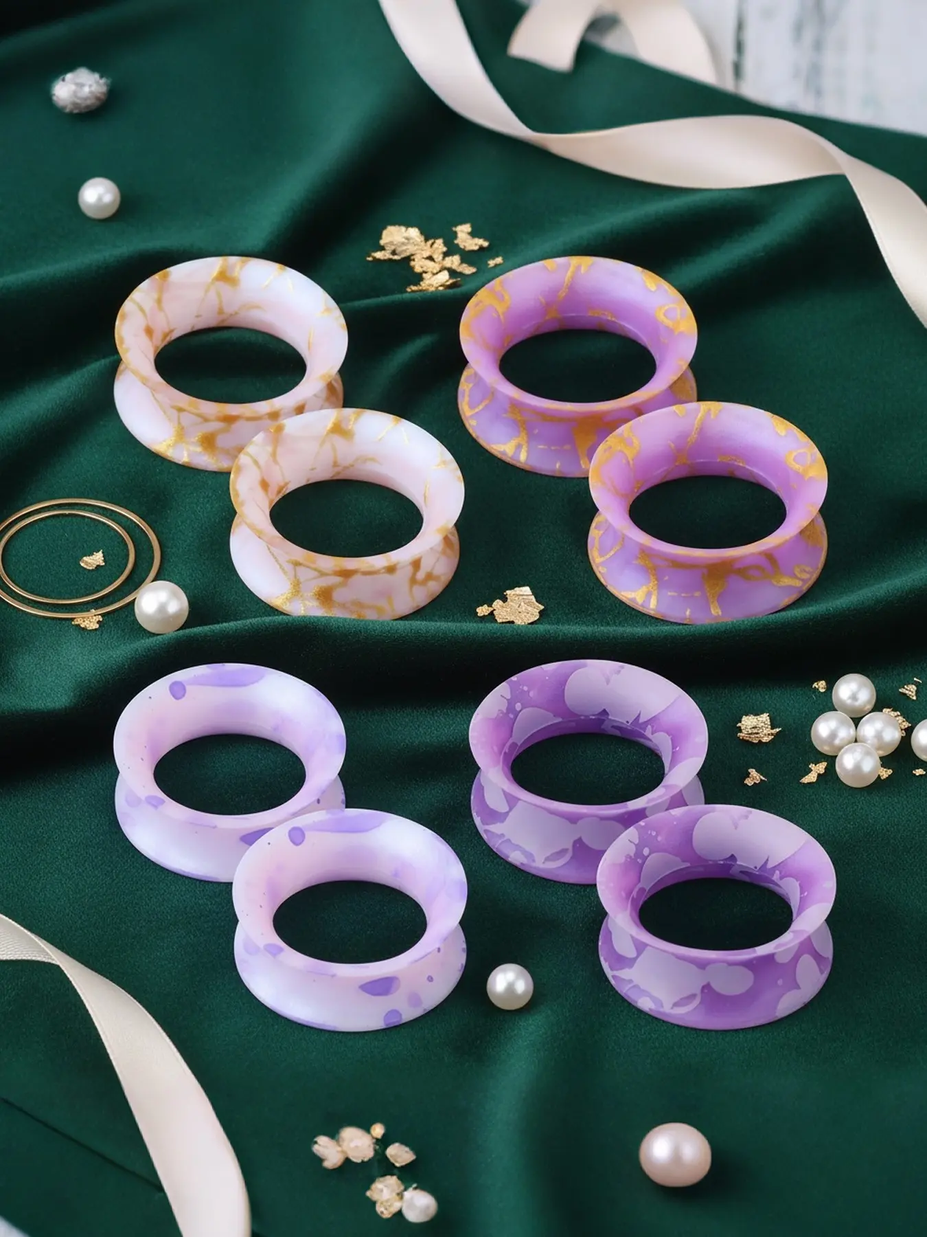 1set Simple Fashion Silicone Ear Expansion Purple Earrings Soft Silicone Piercing Jewelry Combination Set For Women Men