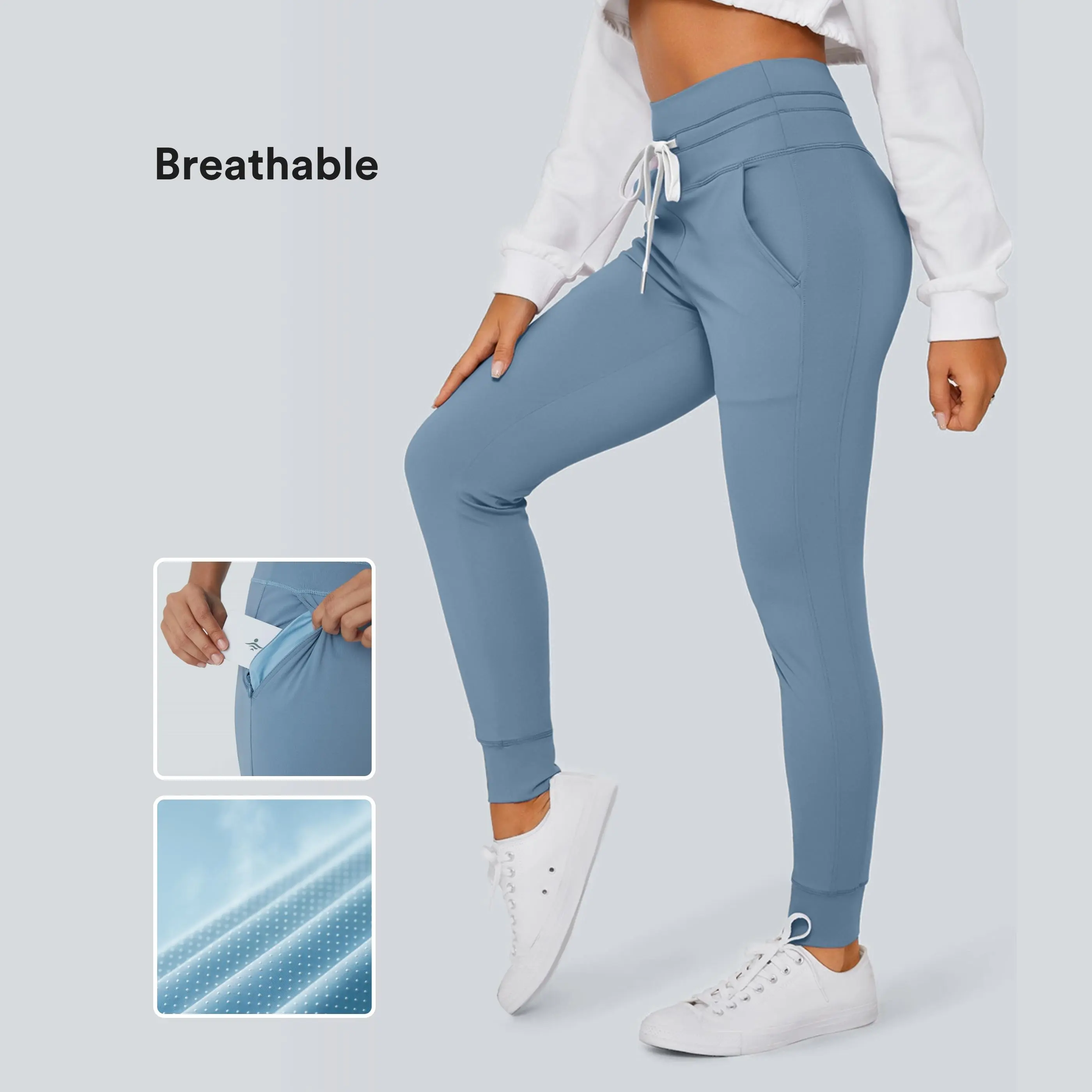 Halara SoftlyZero™ Plush High Waisted Drawstring Pocket Plain Full Length Joggers