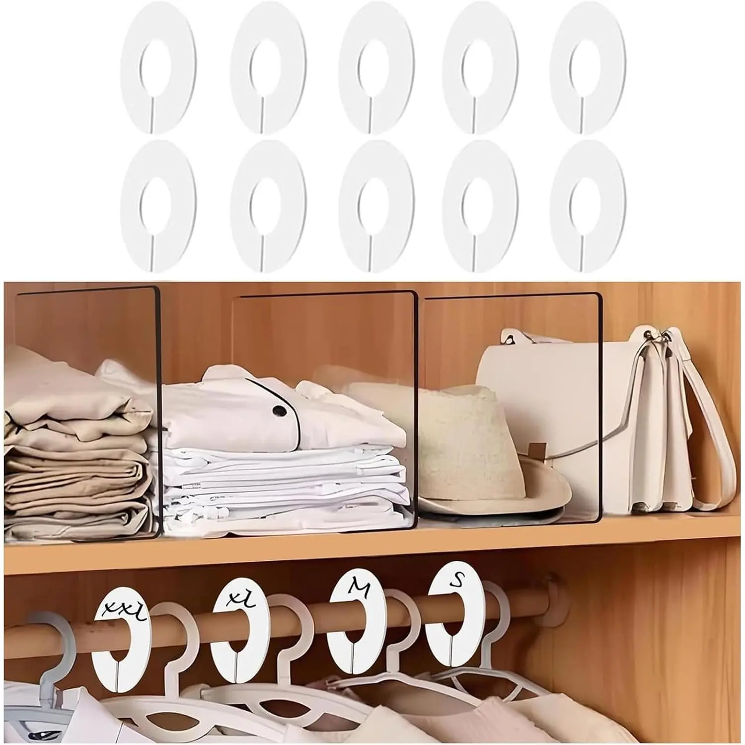 10-Pack Closet Dividers for  Clothes | Durable Plastic, Wardrobe Organizers, For Closet Rods, For Clothing Racks & Retail Display