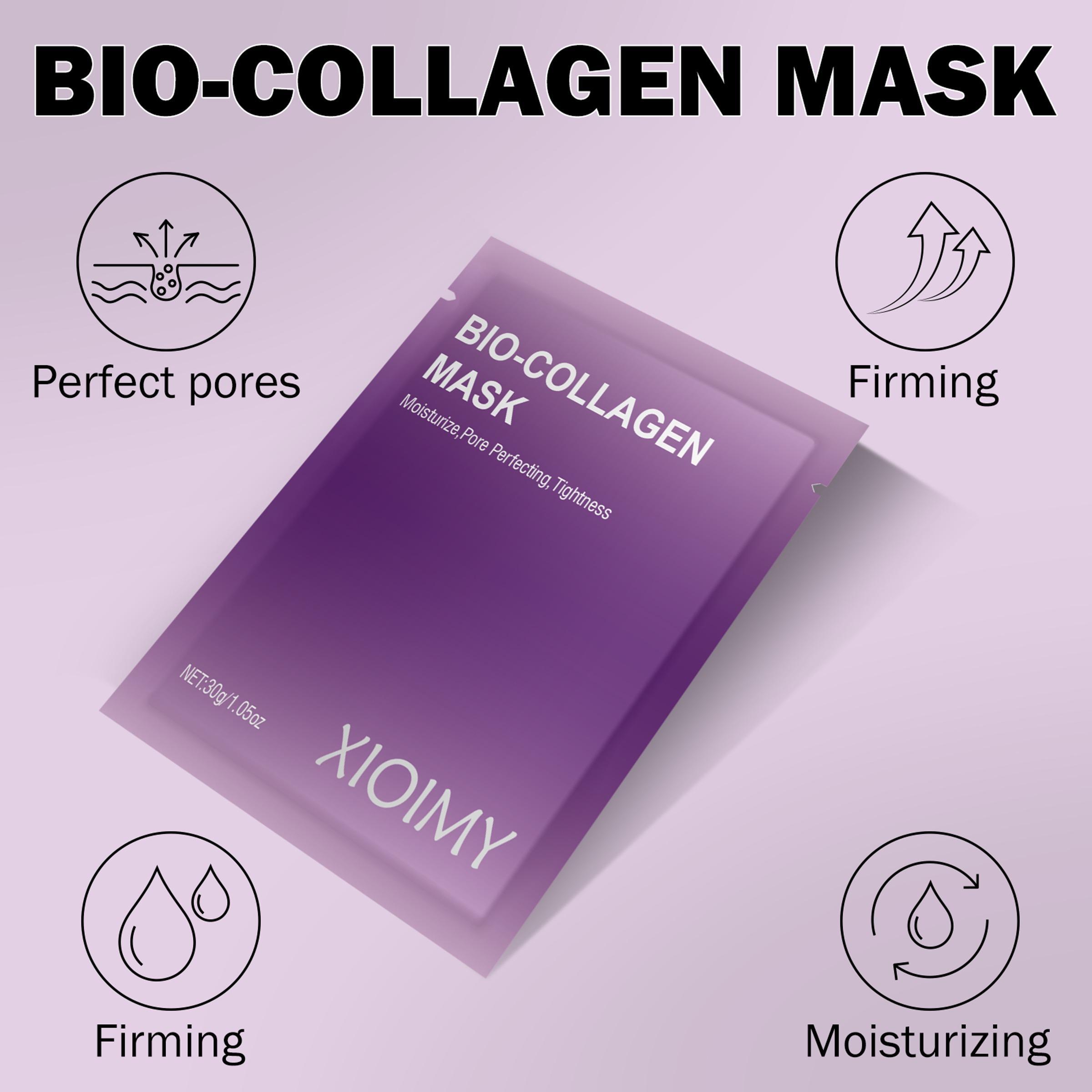 Powerful Moisturizing Bio Collagen Face Mask 8pcs for Deep Hydration, Alcohol-Free Formula for Soft Radiant Skin