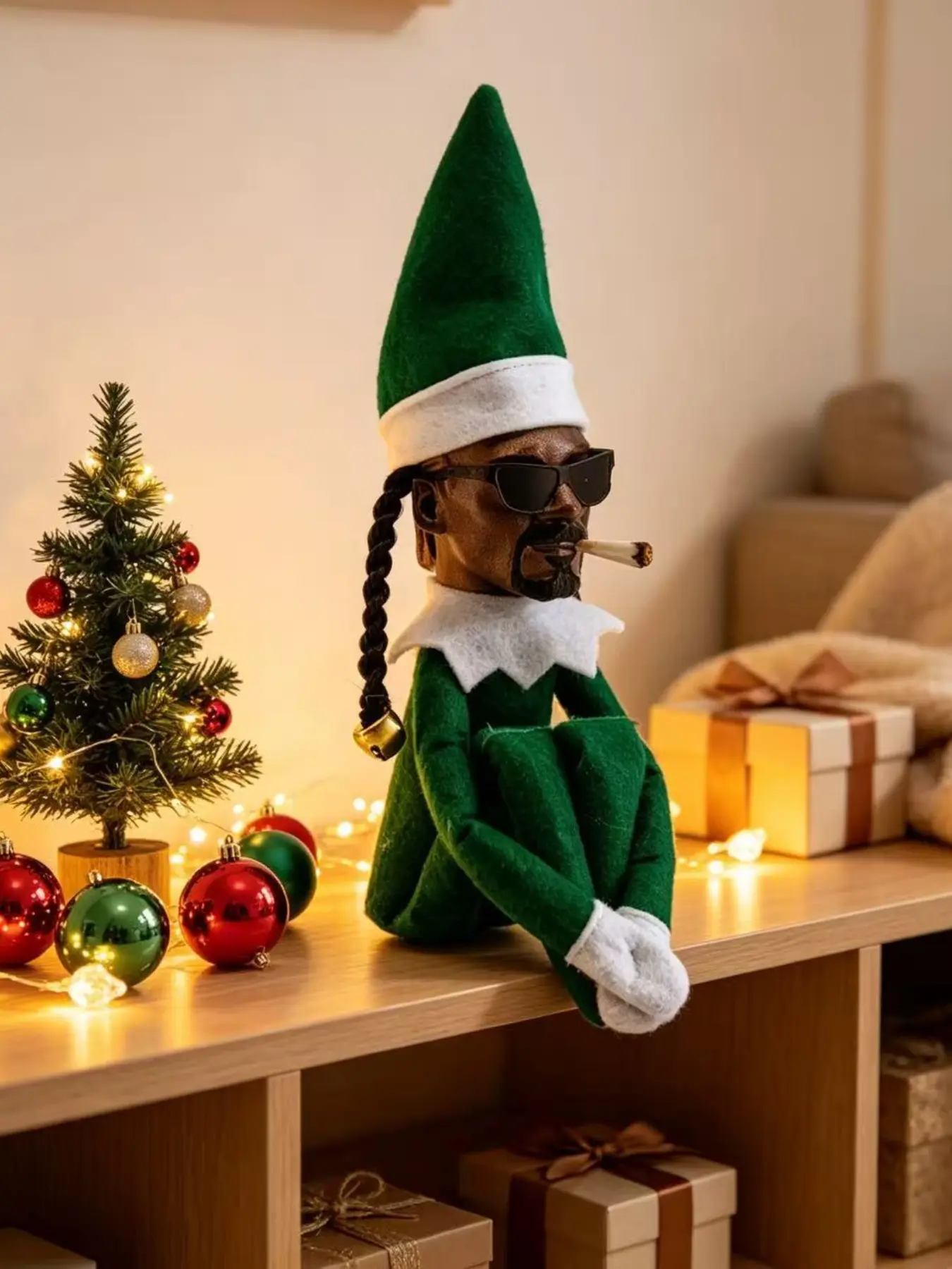 New Christmas Elf Plush Doll, Bendable Spy Toy Figure, Novelty Holiday Decoration, Festive Santa Claus Character Model